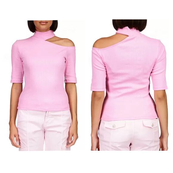 Sanctuary Mock Neck Short Sleeve Cut-Out
Sustainable Knit Shirt Women’s Top Pink - Picture 1 of 7